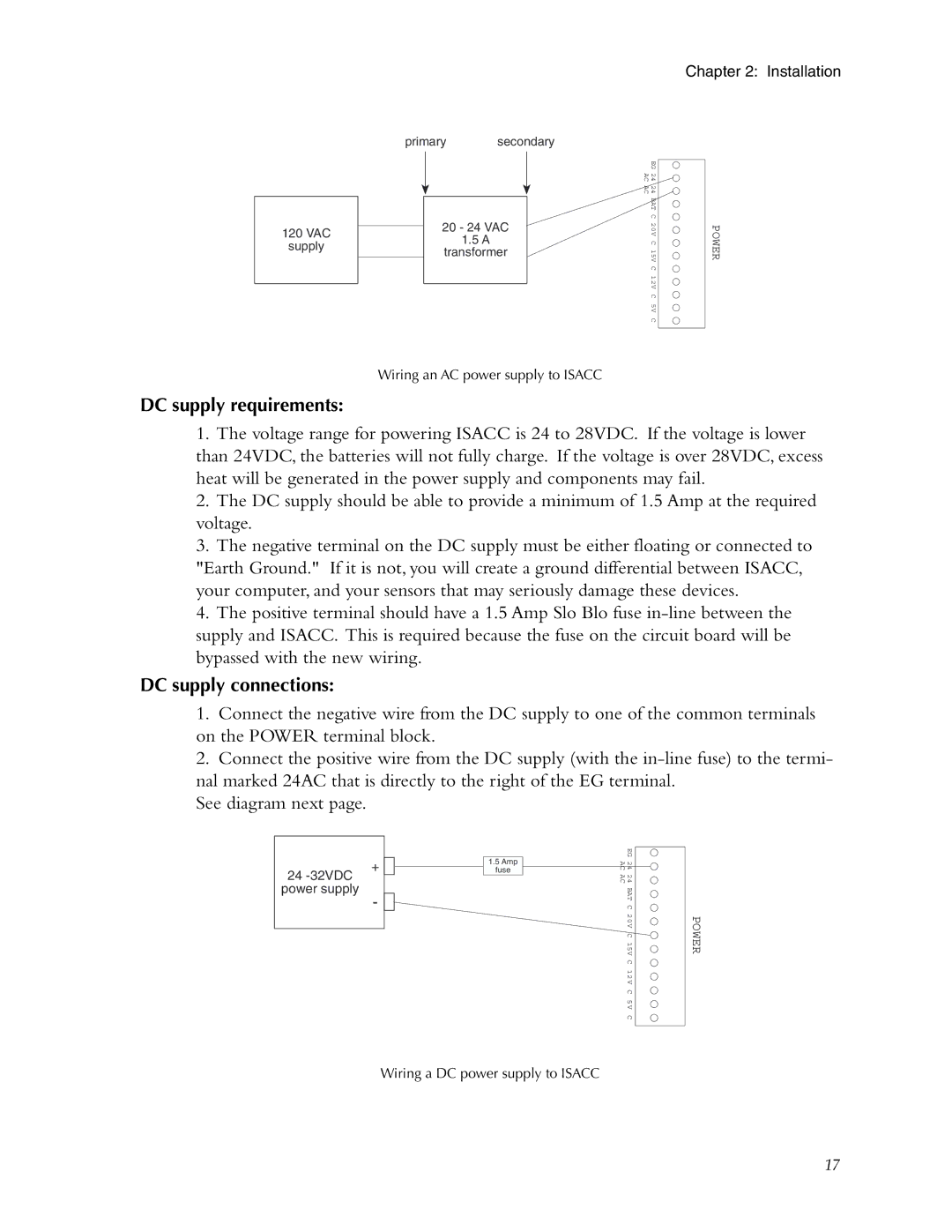 Phonetics 5000, 5100 manual DC supply requirements 