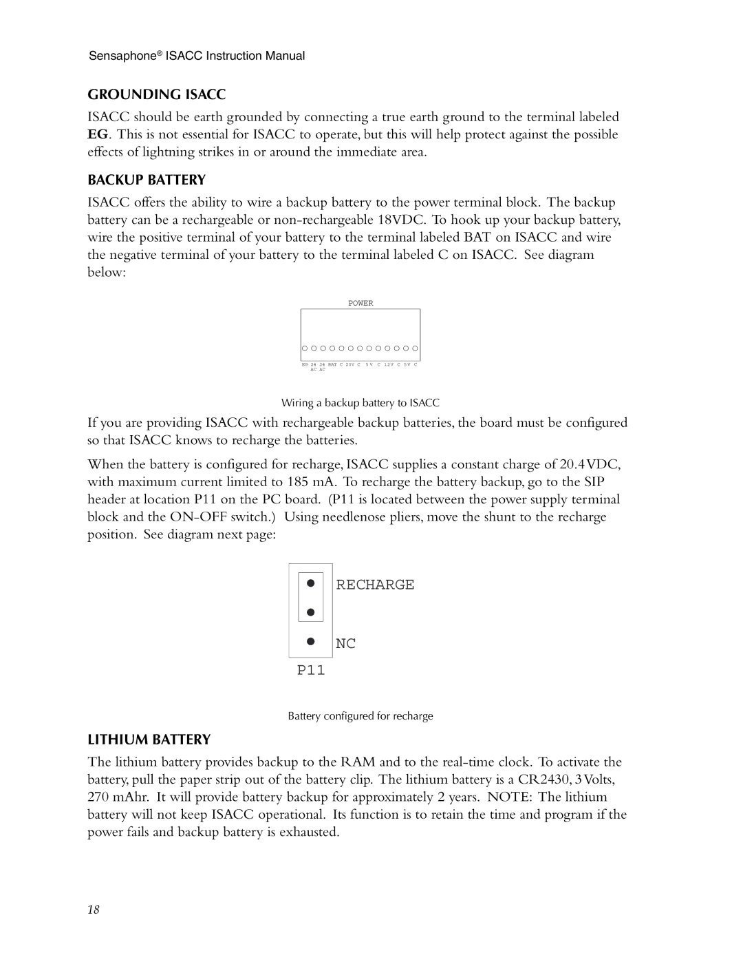 Phonetics 5100, 5000 manual Recharge, Grounding Isacc 