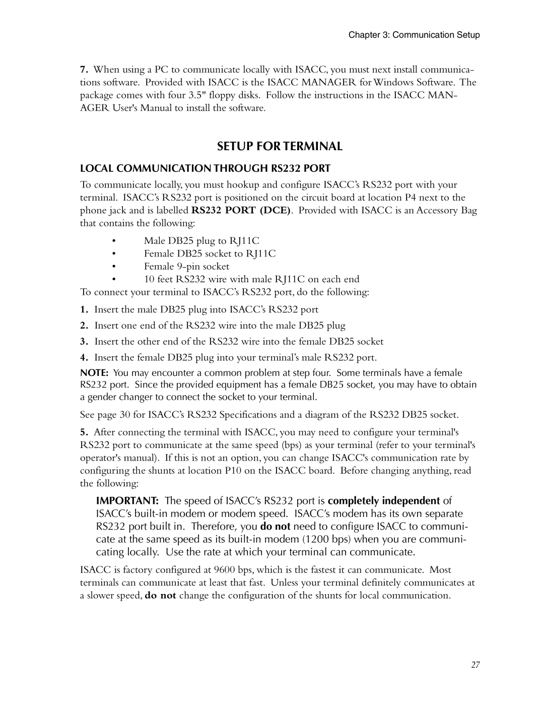 Phonetics 5000, 5100 manual Setup for Terminal 