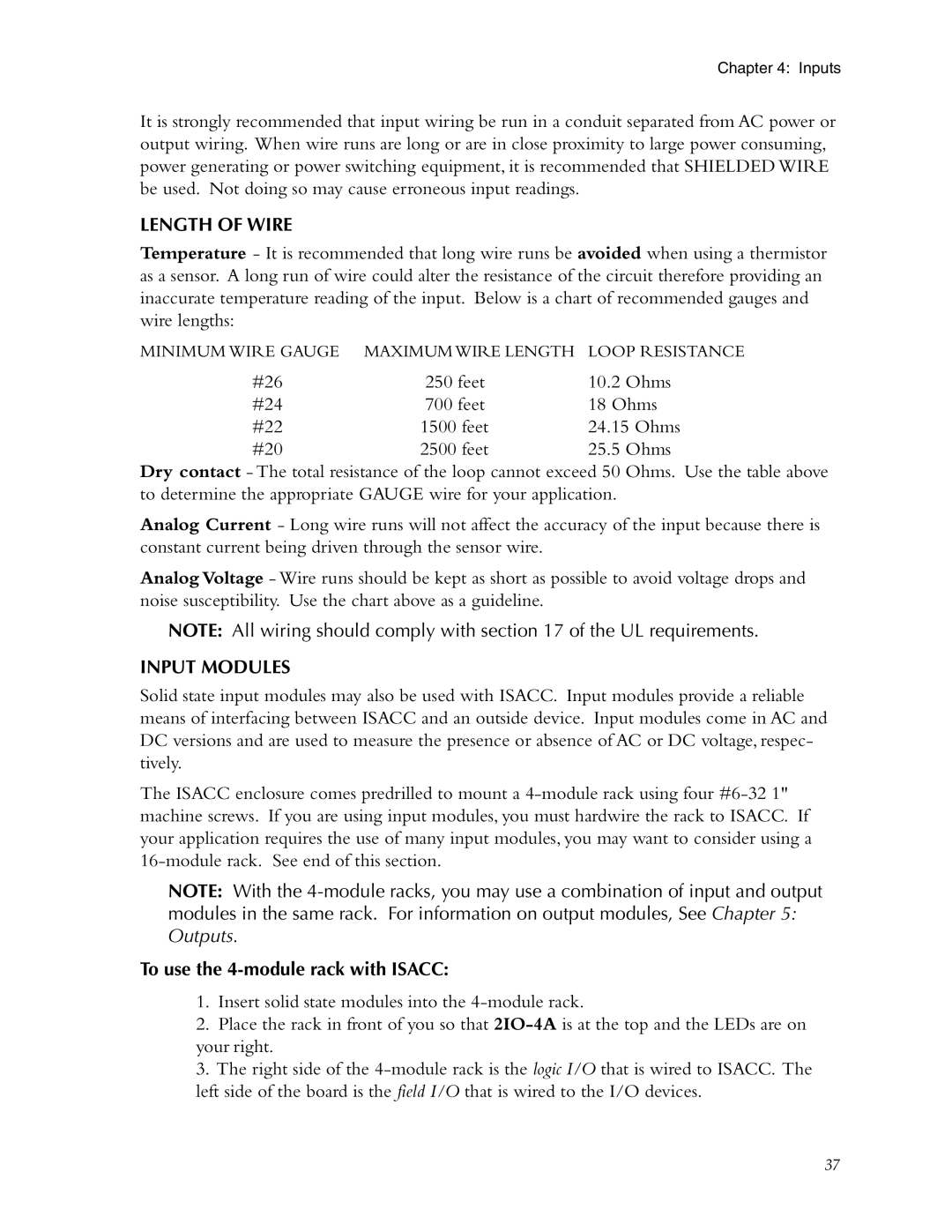 Phonetics 5000, 5100 manual Length of Wire, Input Modules 