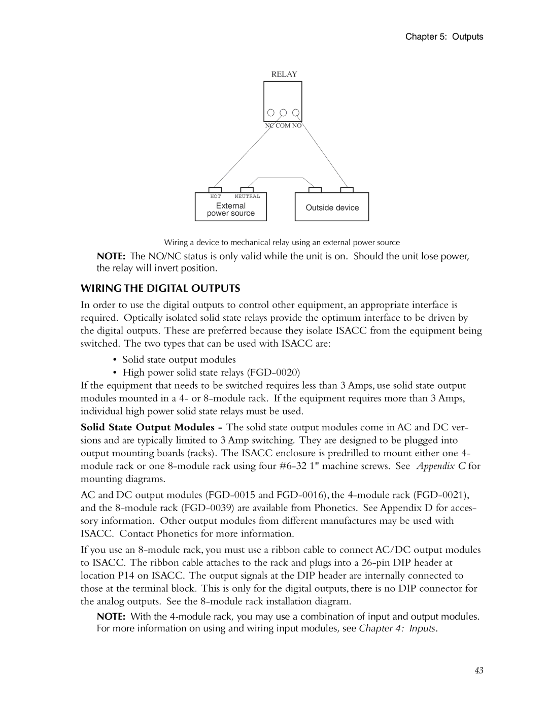 Phonetics 5000, 5100 manual Wiring the Digital Outputs 