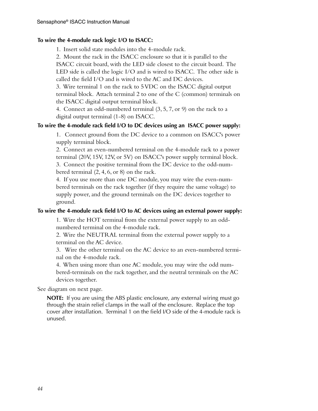 Phonetics 5100, 5000 manual To wire the 4-module rack logic I/O to Isacc 