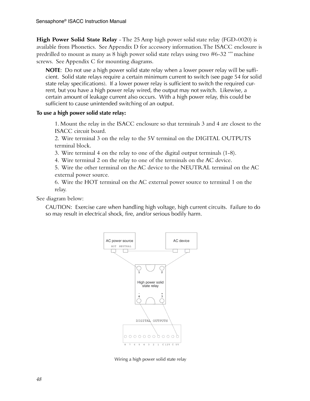 Phonetics 5100, 5000 manual To use a high power solid state relay 