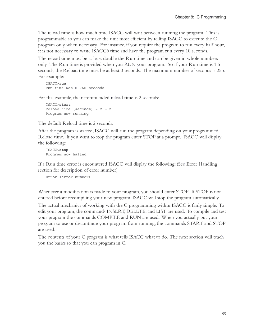 Phonetics 5000, 5100 manual For this example, the recommended reload time is 2 seconds 