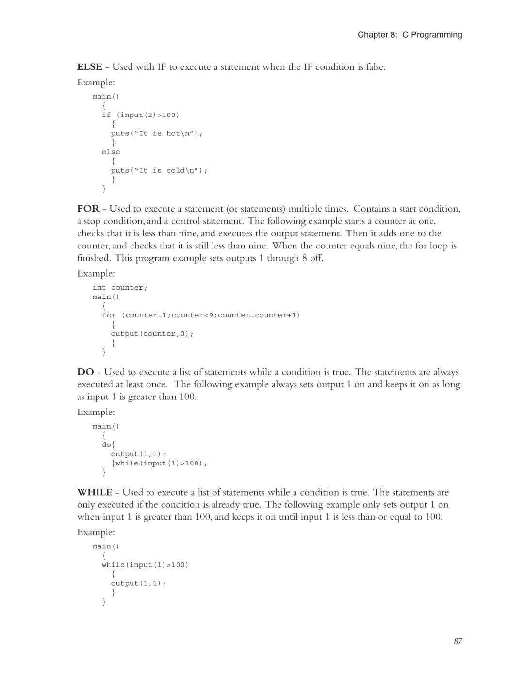 Phonetics 5000, 5100 manual Main If input2100 PutsIt is hot\n Else PutsIt is cold\n 