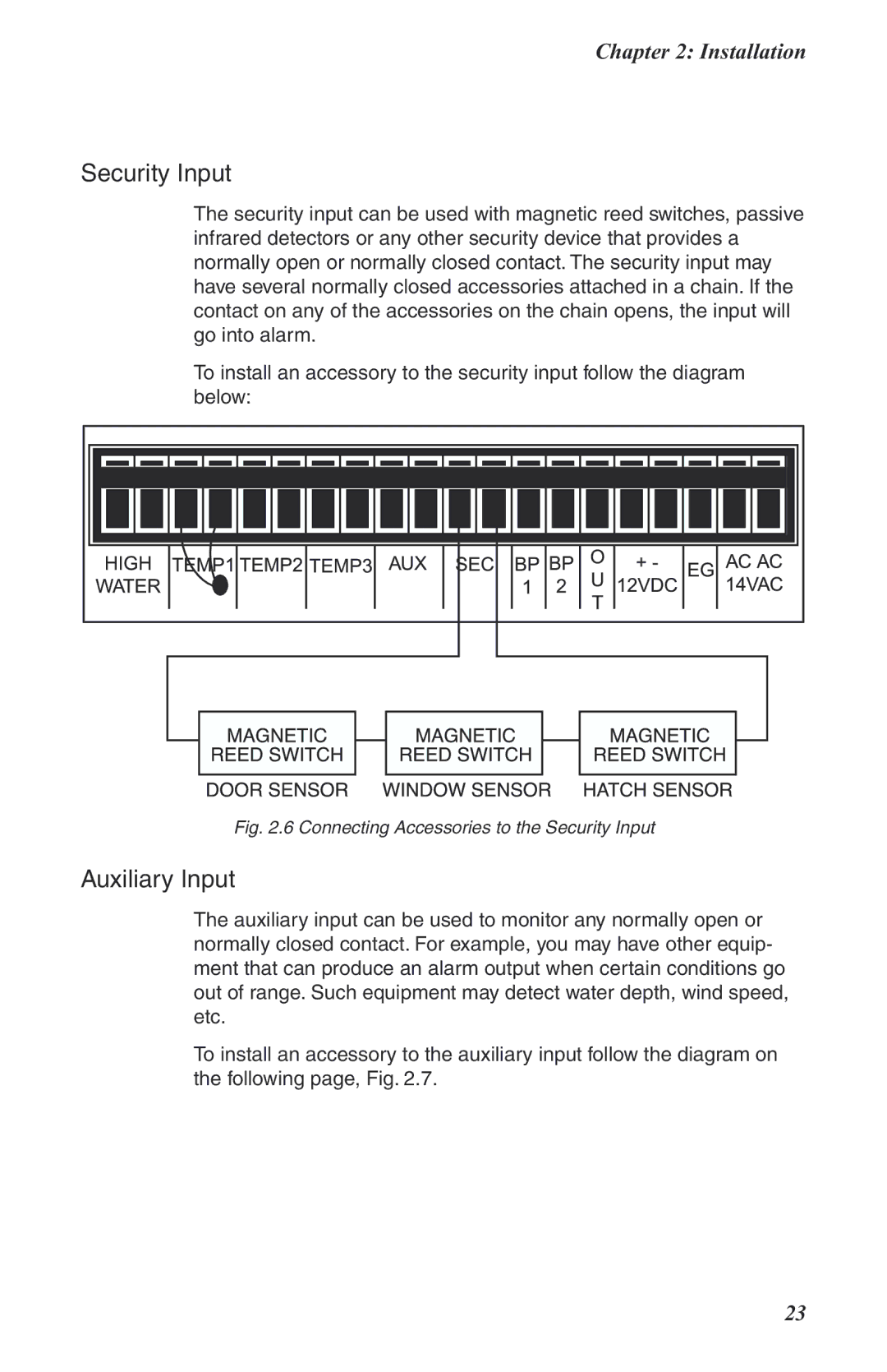 Phonetics Boat Remote user manual Connecting Accessories to the Security Input 