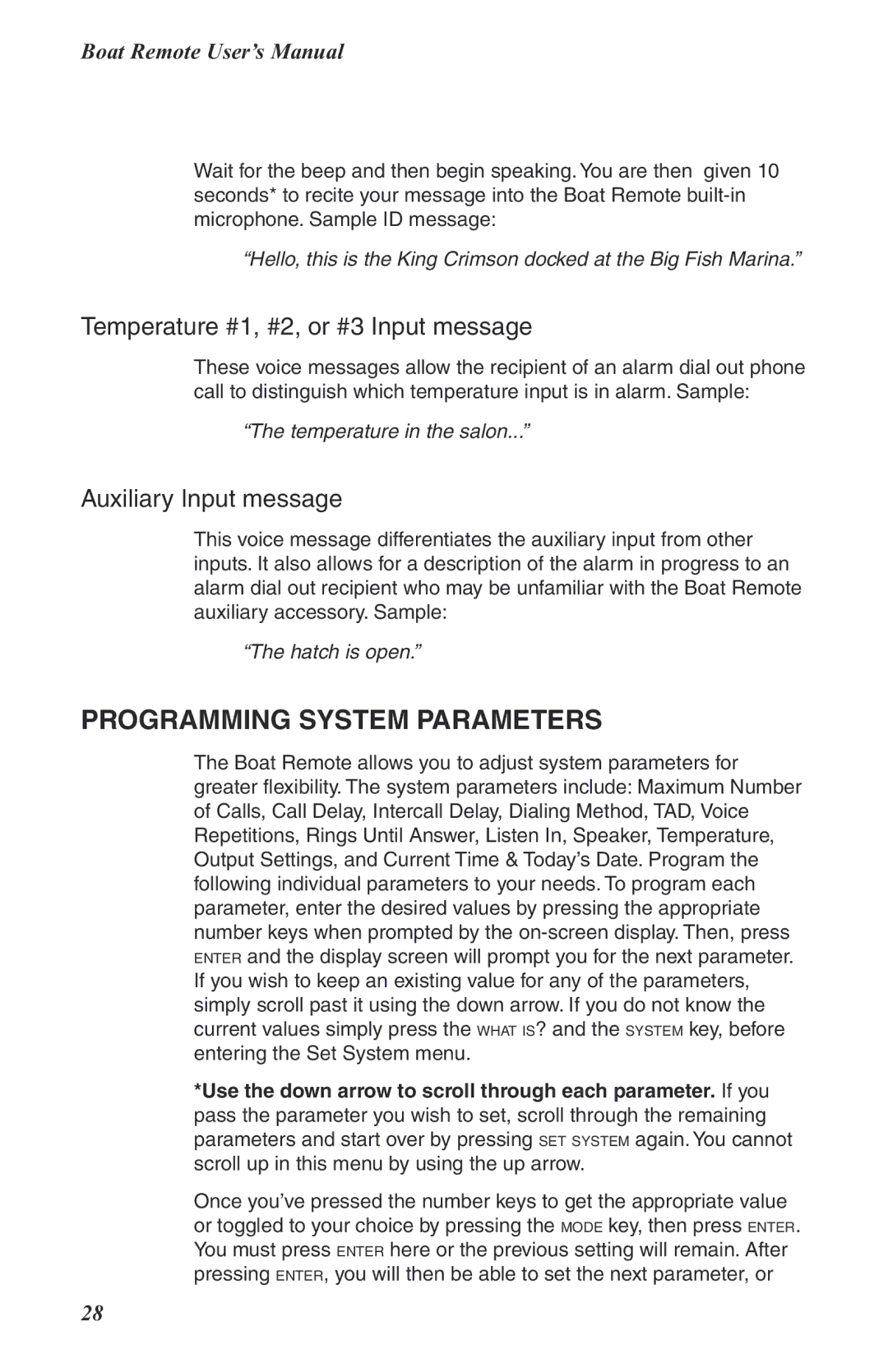 Phonetics Boat Remote user manual Temperature in the salon 