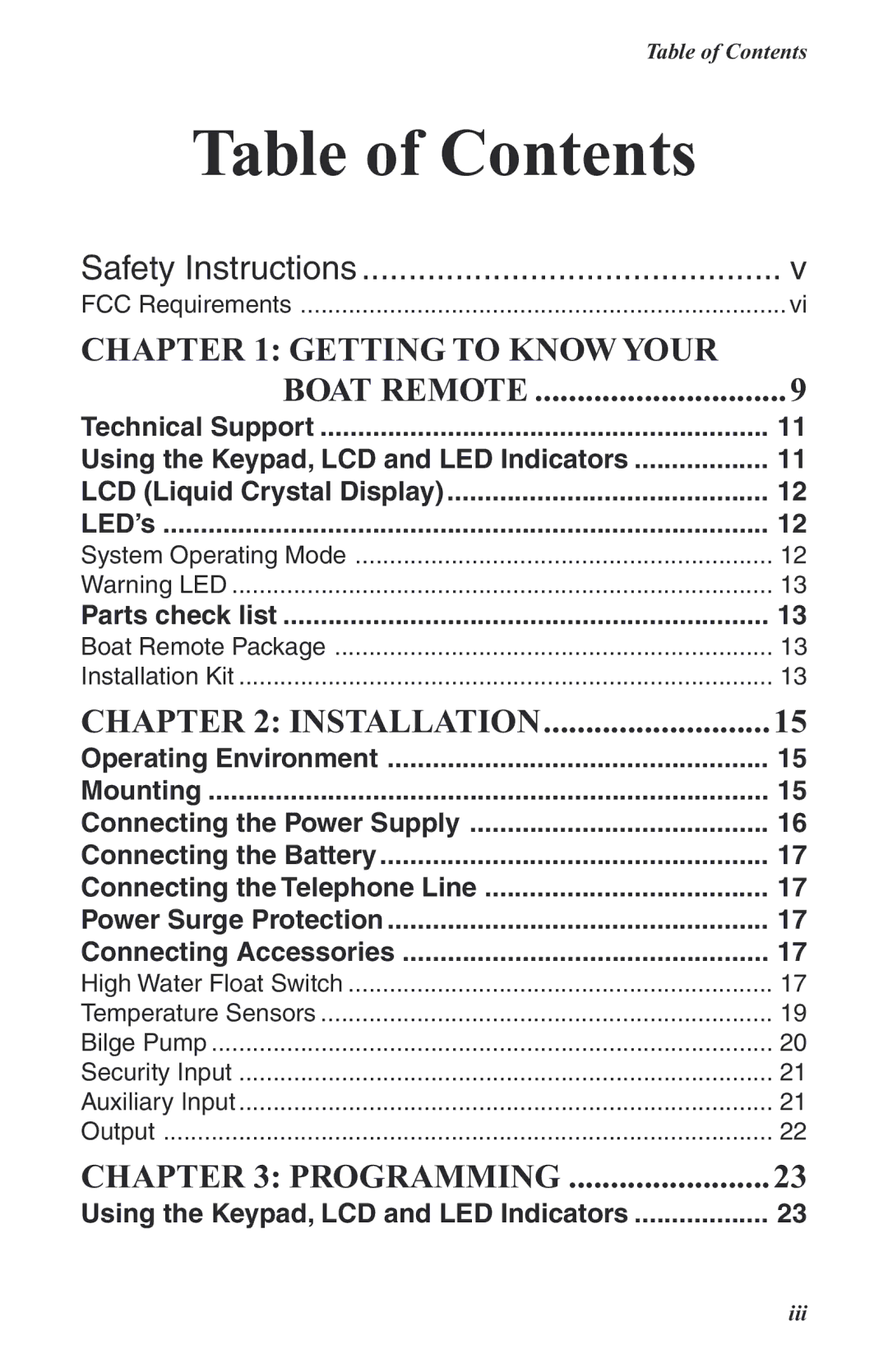 Phonetics Boat Remote user manual Table of Contents 