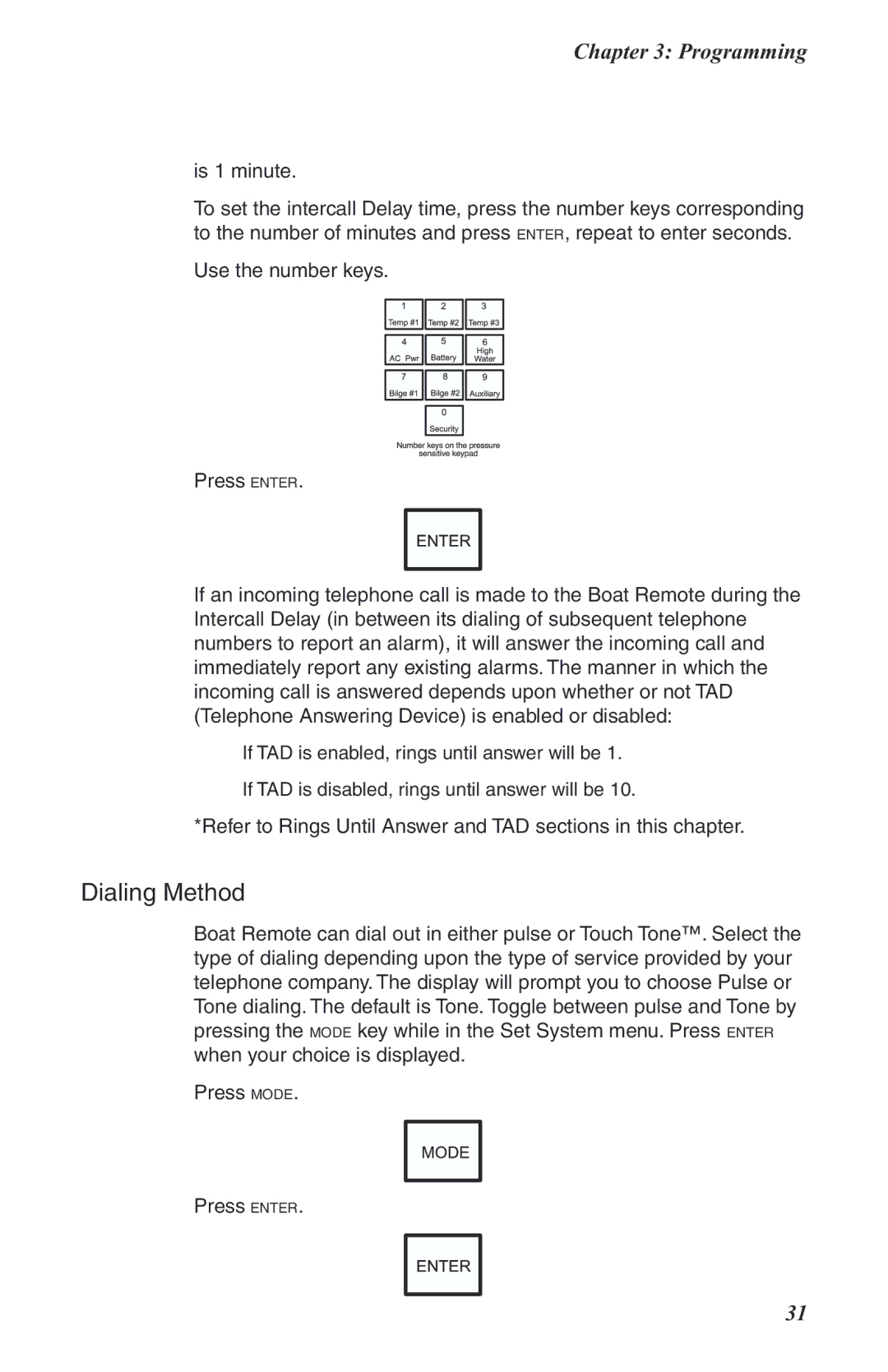 Phonetics Boat Remote user manual Refer to Rings Until Answer and TAD sections in this chapter 