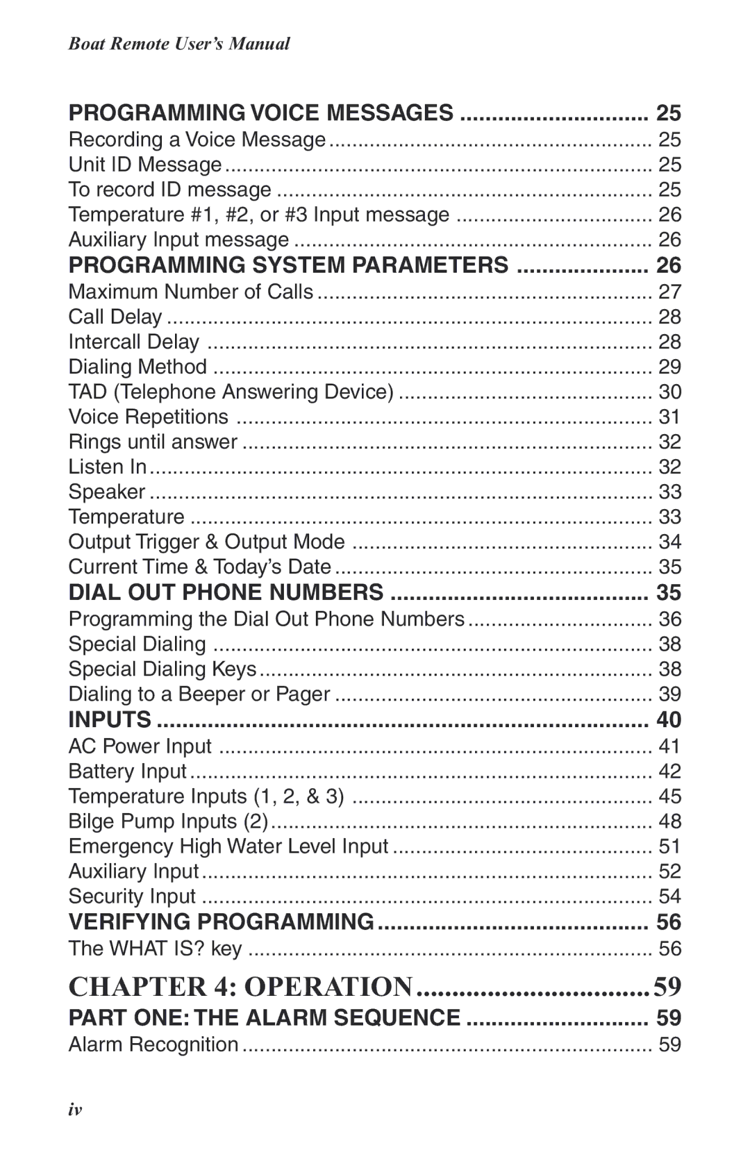 Phonetics Boat Remote user manual What IS? key, Alarm Recognition 