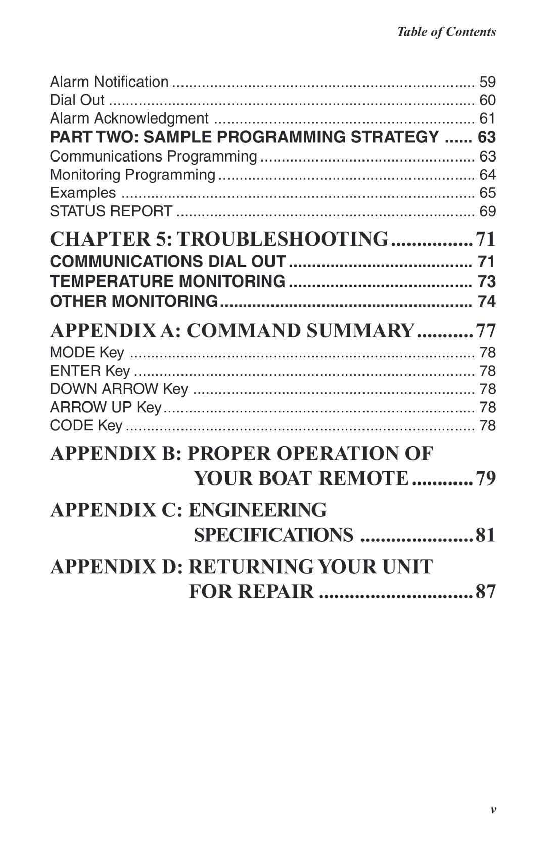 Phonetics Boat Remote user manual Alarm Notification Dial Out Alarm Acknowledgment 