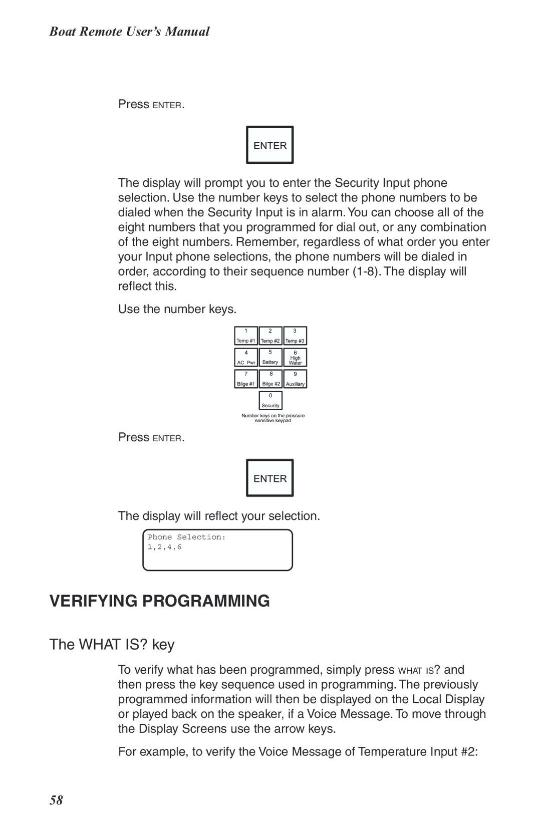 Phonetics Boat Remote user manual Verifying Programming 