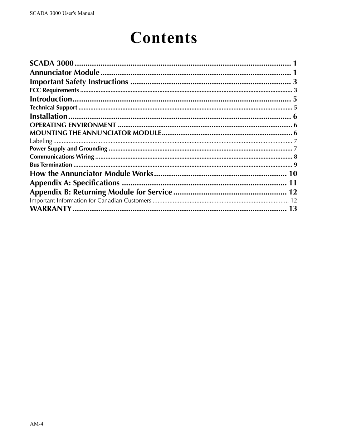 Phonetics SCADA 3000 manual Contents 