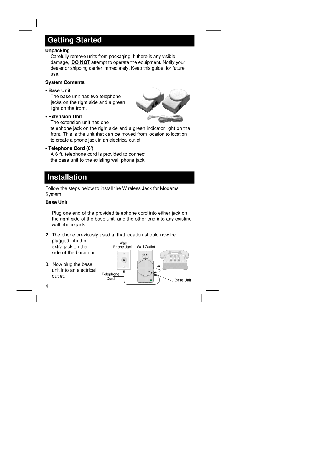 Phonex Broadband PX-441 warranty Getting Started, Installation 