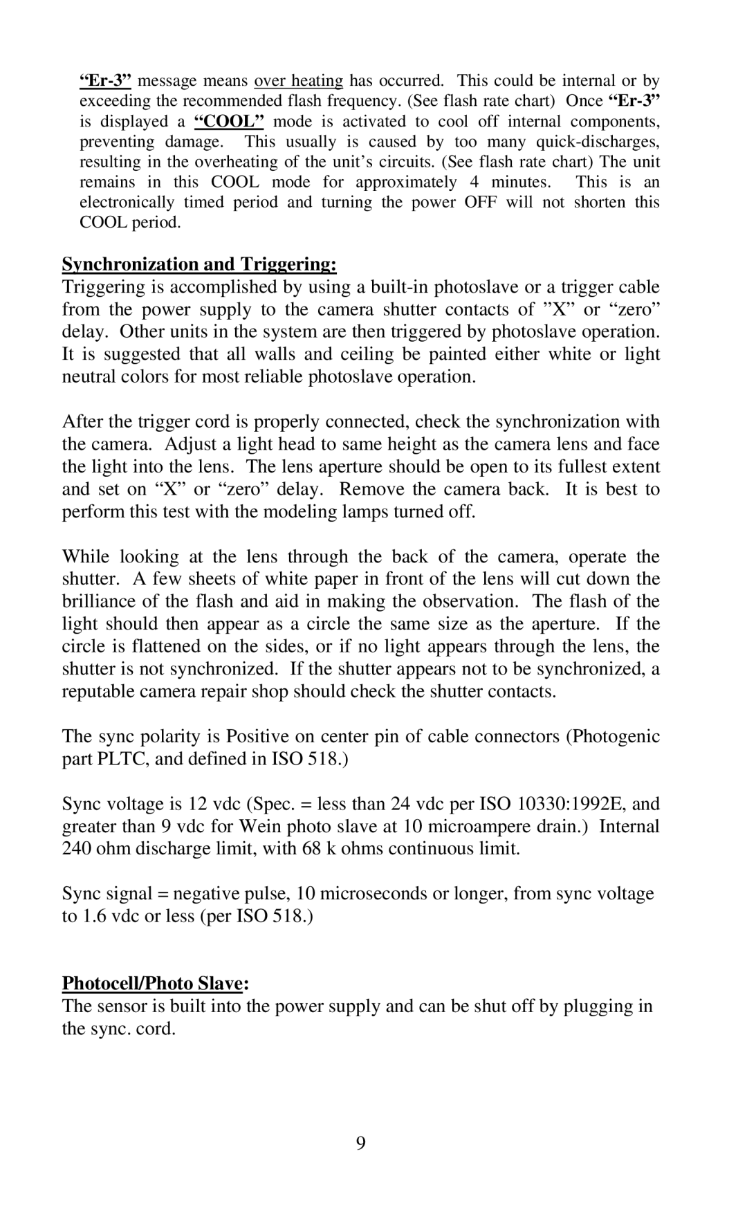 Photogenic Professional Lighting PM800R, PM400R manual Synchronization and Triggering, Photocell/Photo Slave 