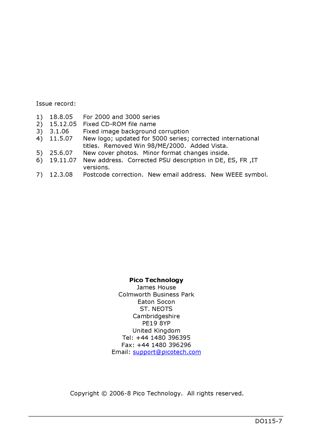 Pico Communications 3000, 2000, 5000 manual ST. Neots 