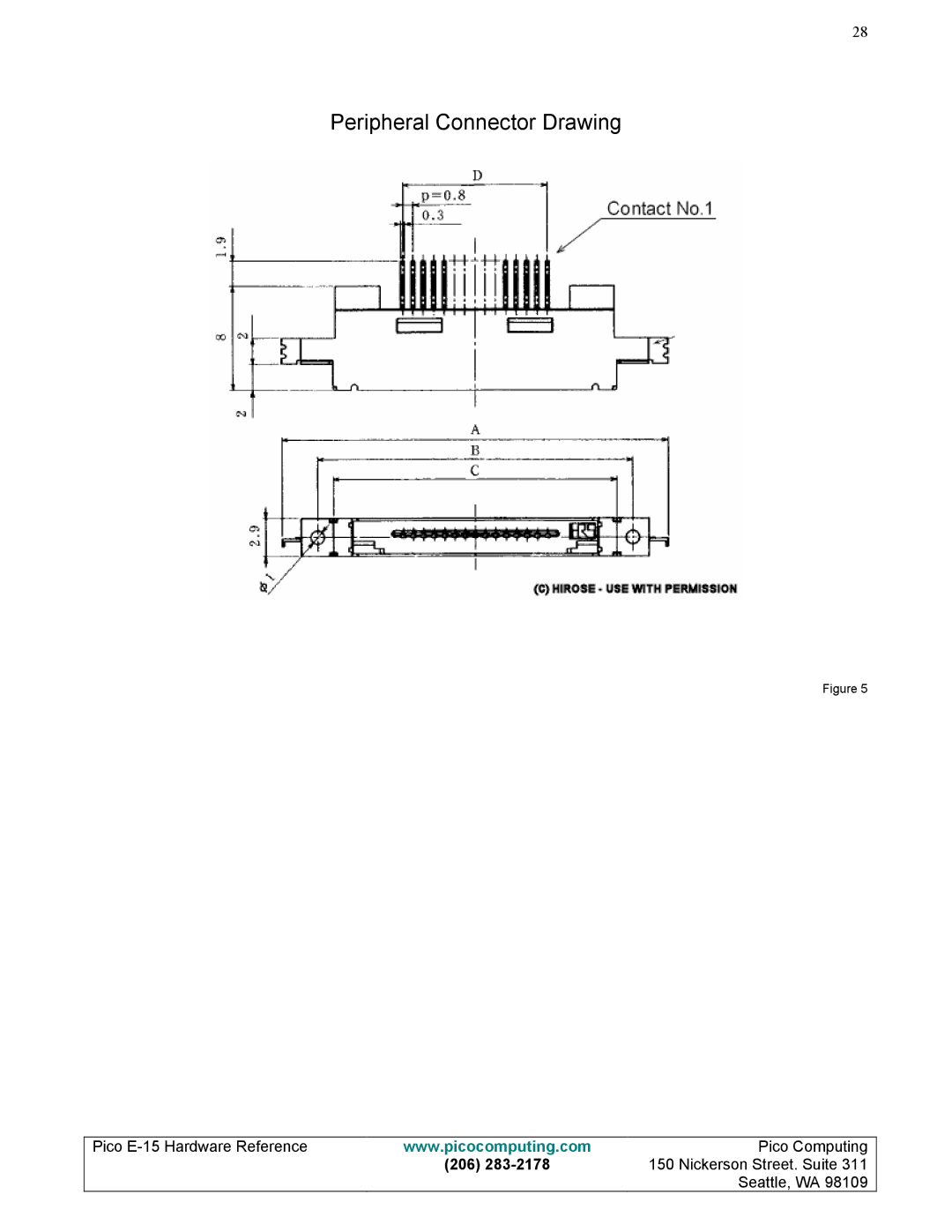 Pico Communications E-15 manual Peripheral Connector Drawing 