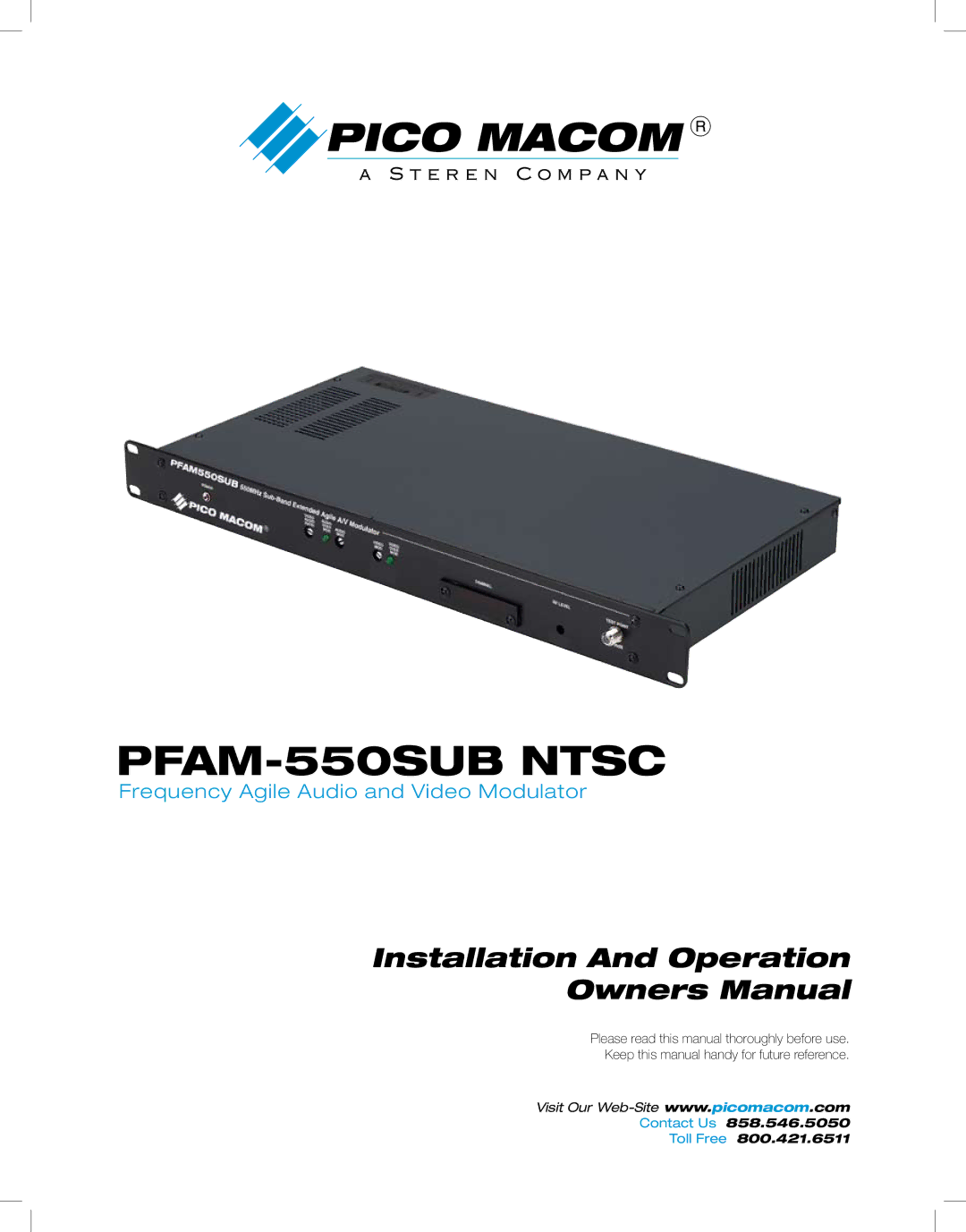 Pico Macom owner manual PFAM-550SUB Ntsc 