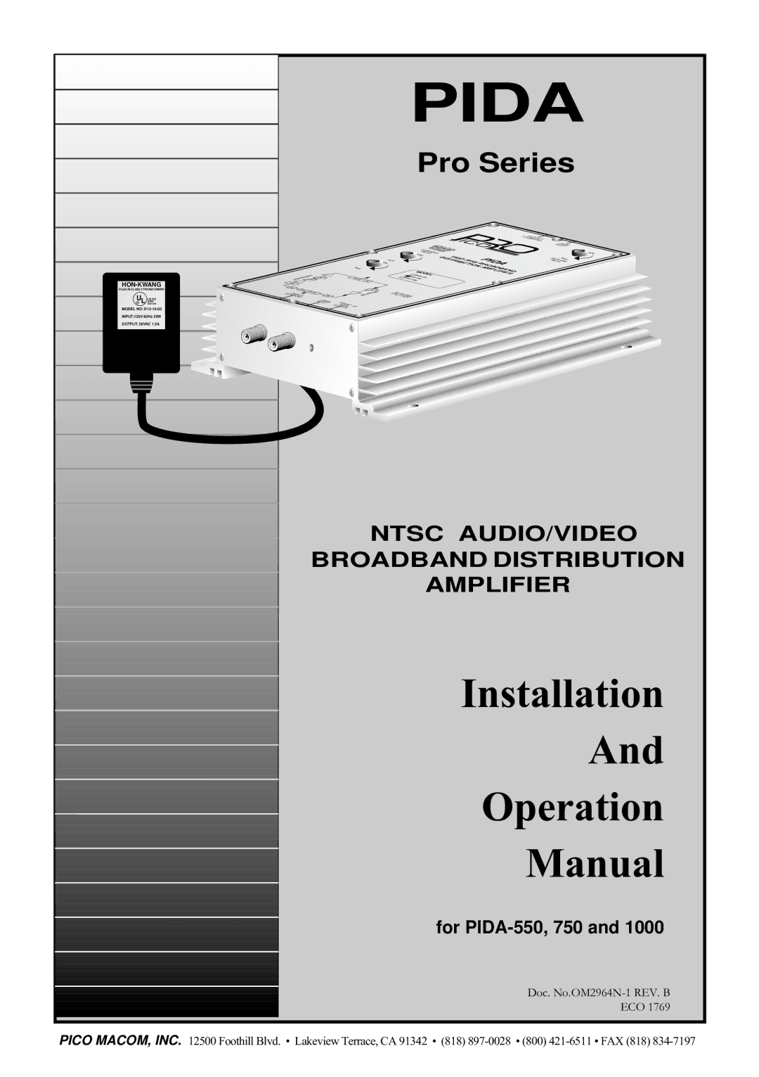 Pico Macom PIDA-1000, PIDA-550, PIDA-750 operation manual Pida 