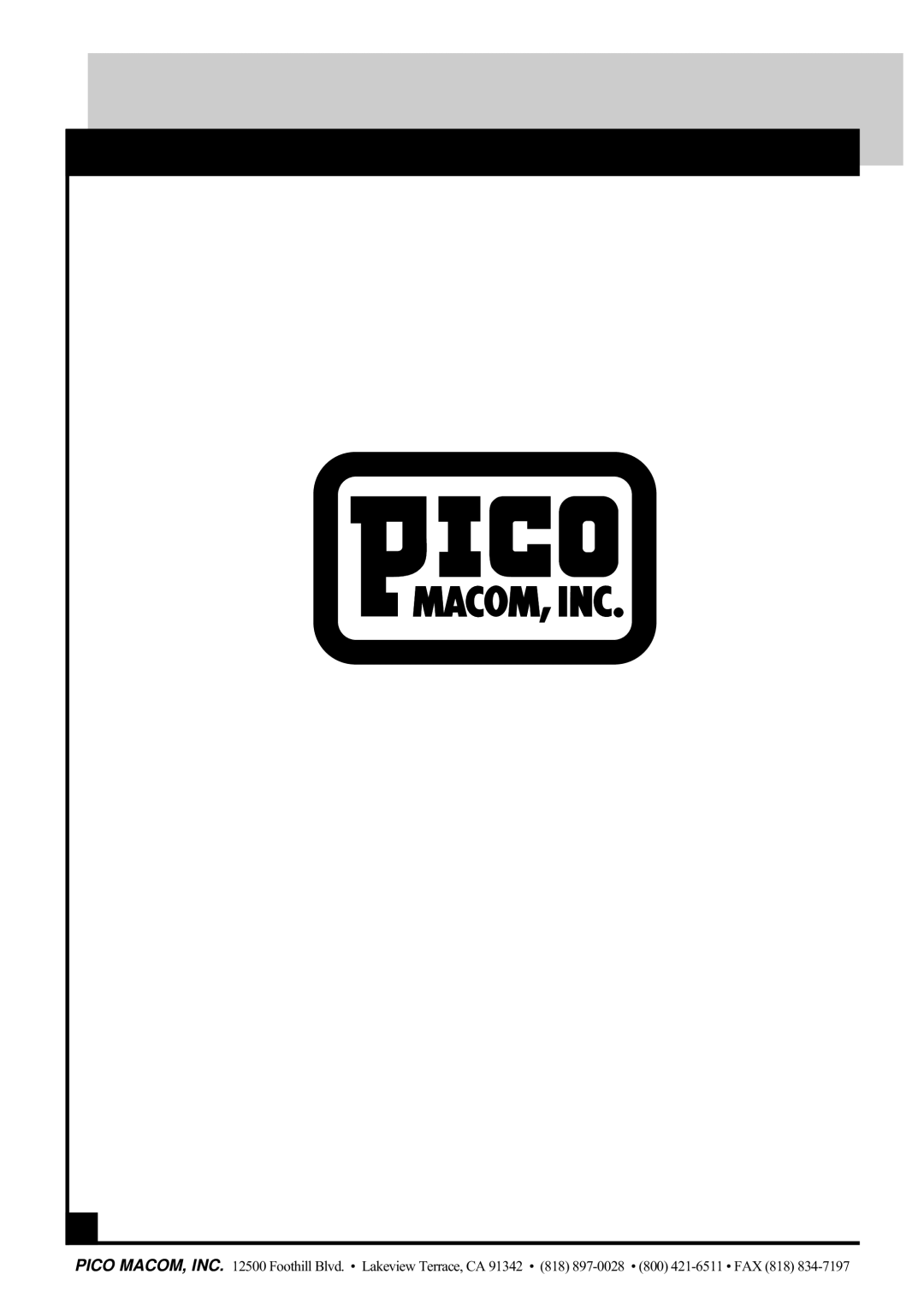 Pico Macom PIDA-550, PIDA-1000, PIDA-750 operation manual 