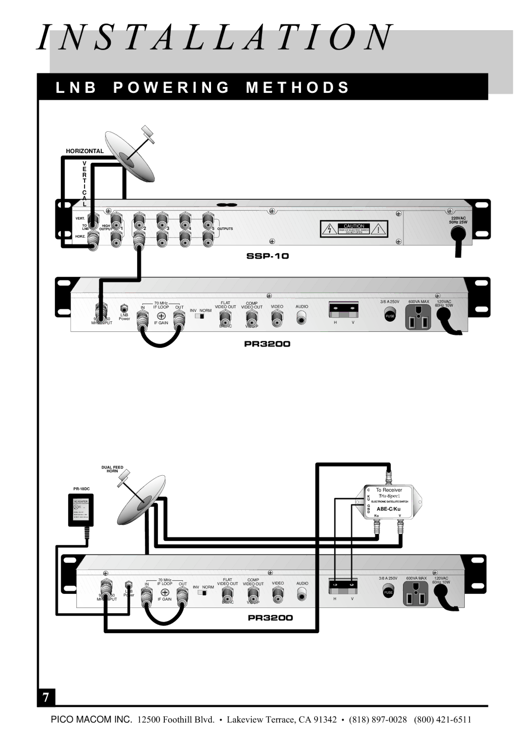 Pico Macom PR3200 manual Installation, B P O W E R I N G M E T H O D S 