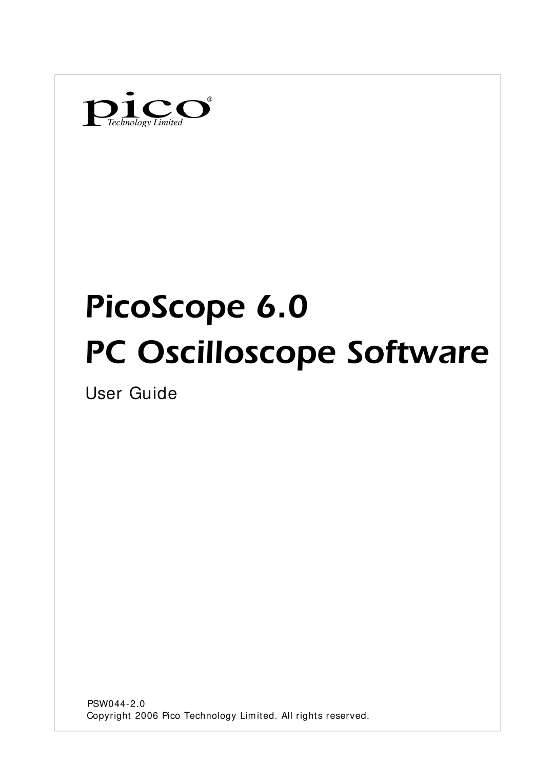 Pico Macom PSW044-2.0 manual PicoScope PC Oscilloscope Software 