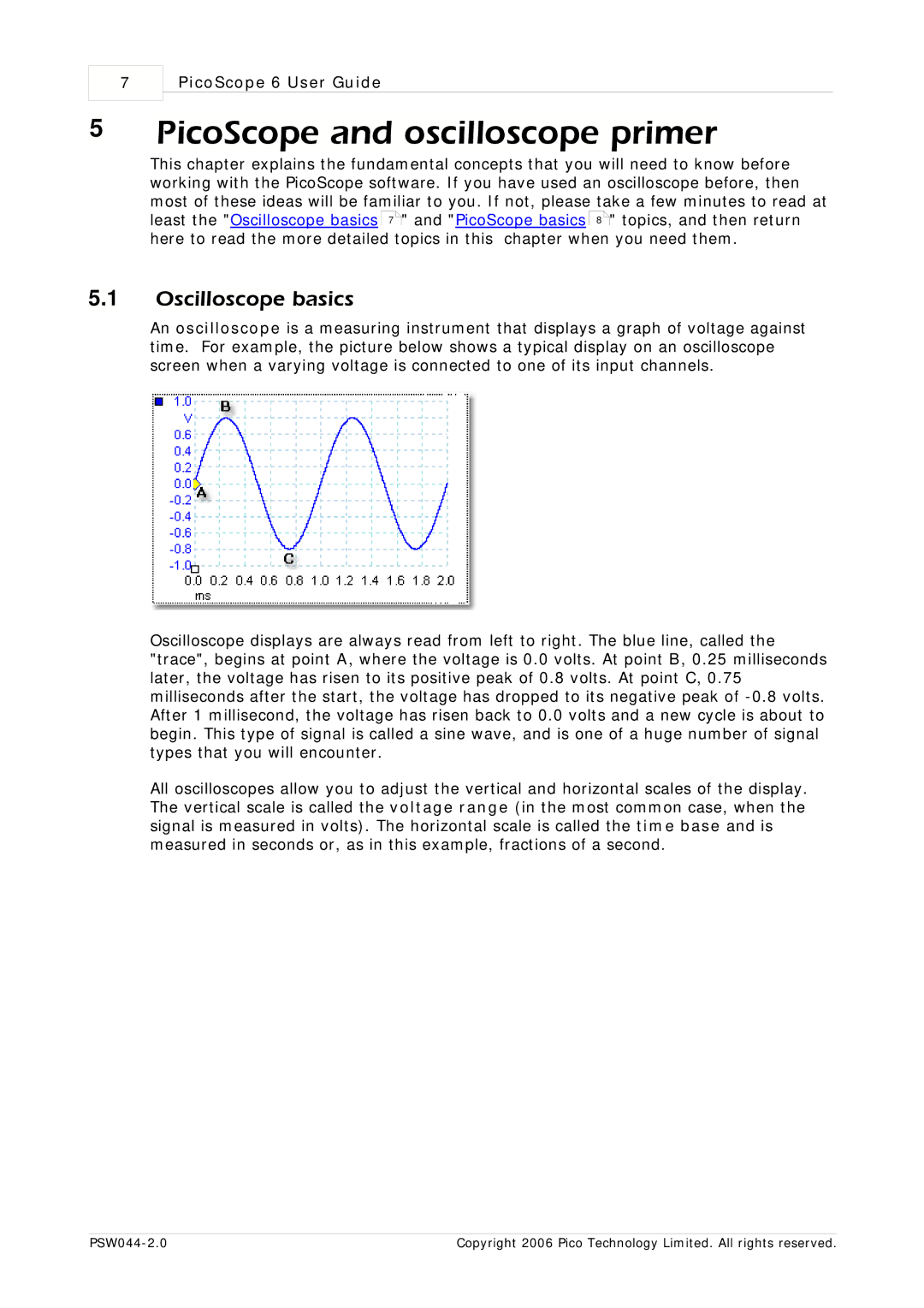 Pico Macom PSW044-2.0 manual PicoScope and oscilloscope primer, Oscilloscope basics 