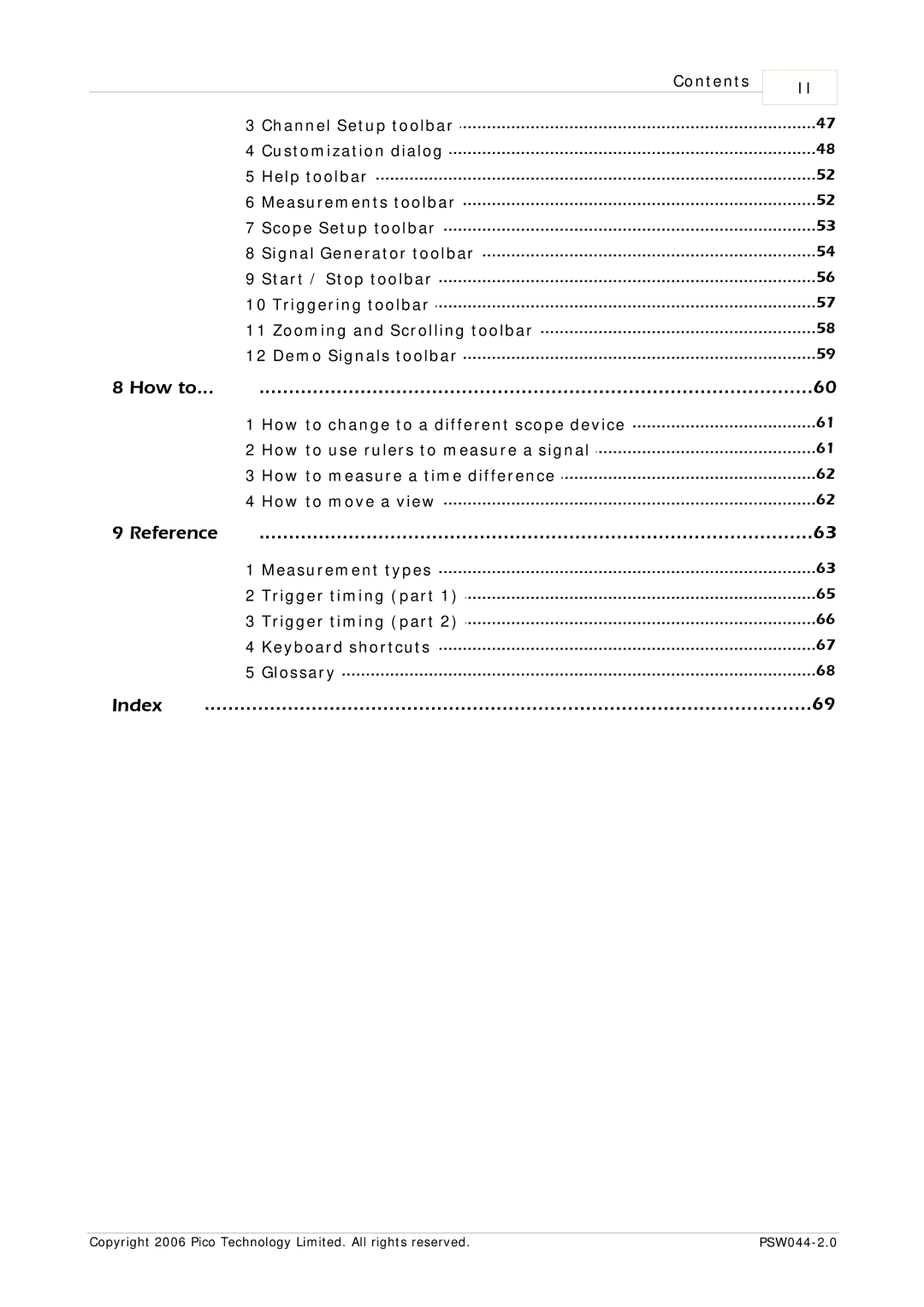 Pico Macom PSW044-2.0 manual How to, Reference, Index 