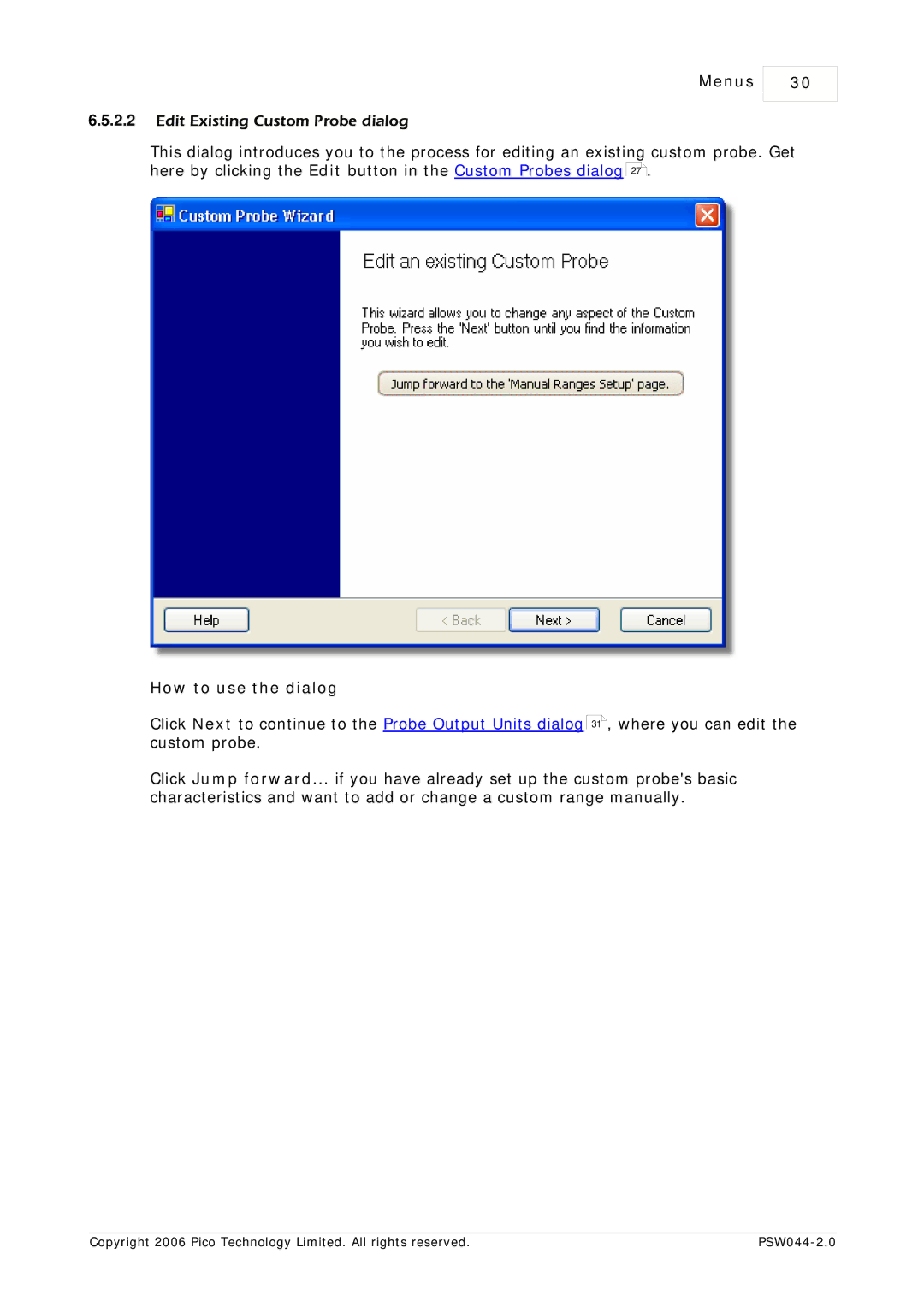 Pico Macom PSW044-2.0 manual Edit Existing Custom Probe dialog 
