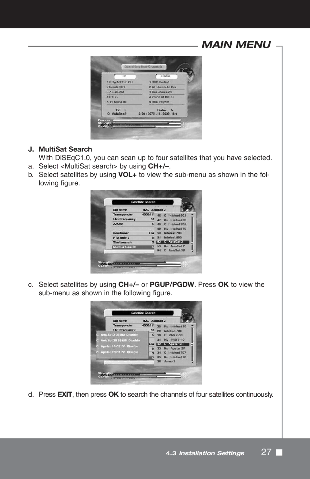 Pico Macom SIRD-FTA manual MultiSat Search 