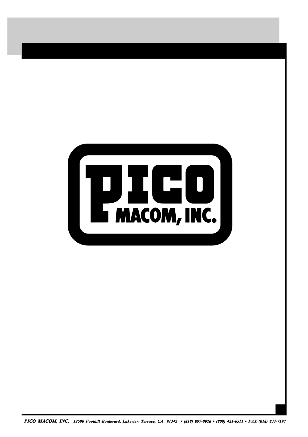 Pico Macom TSMS-16A, TSMS-2150X operation manual 