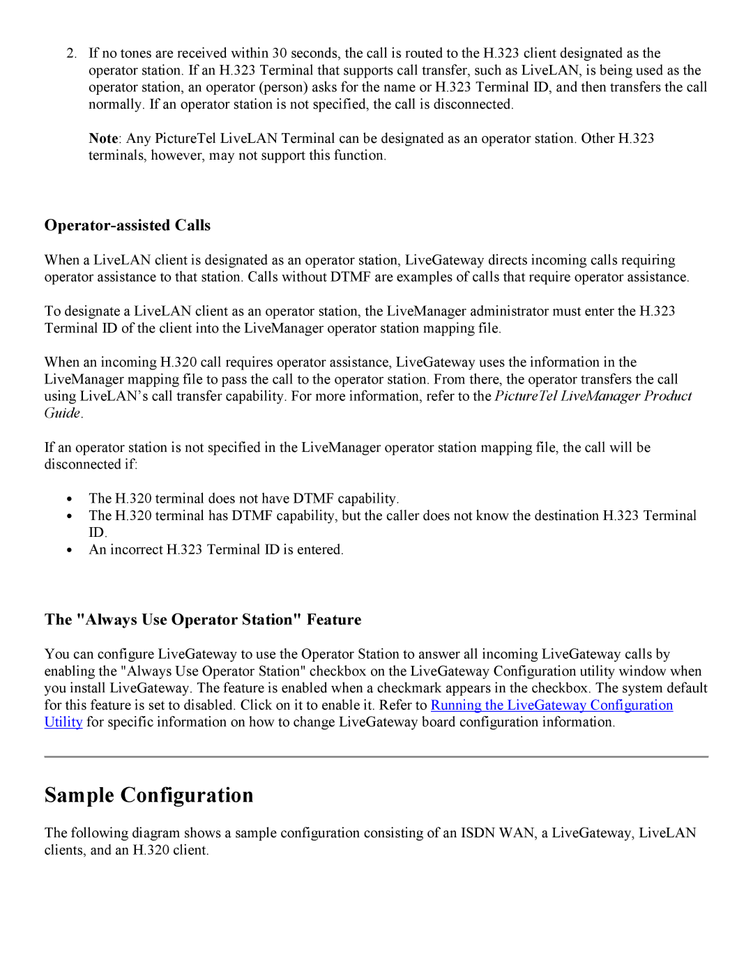 PictureTel 3.1 appendix Sample Configuration, Operator-assisted Calls, Always Use Operator Station Feature 