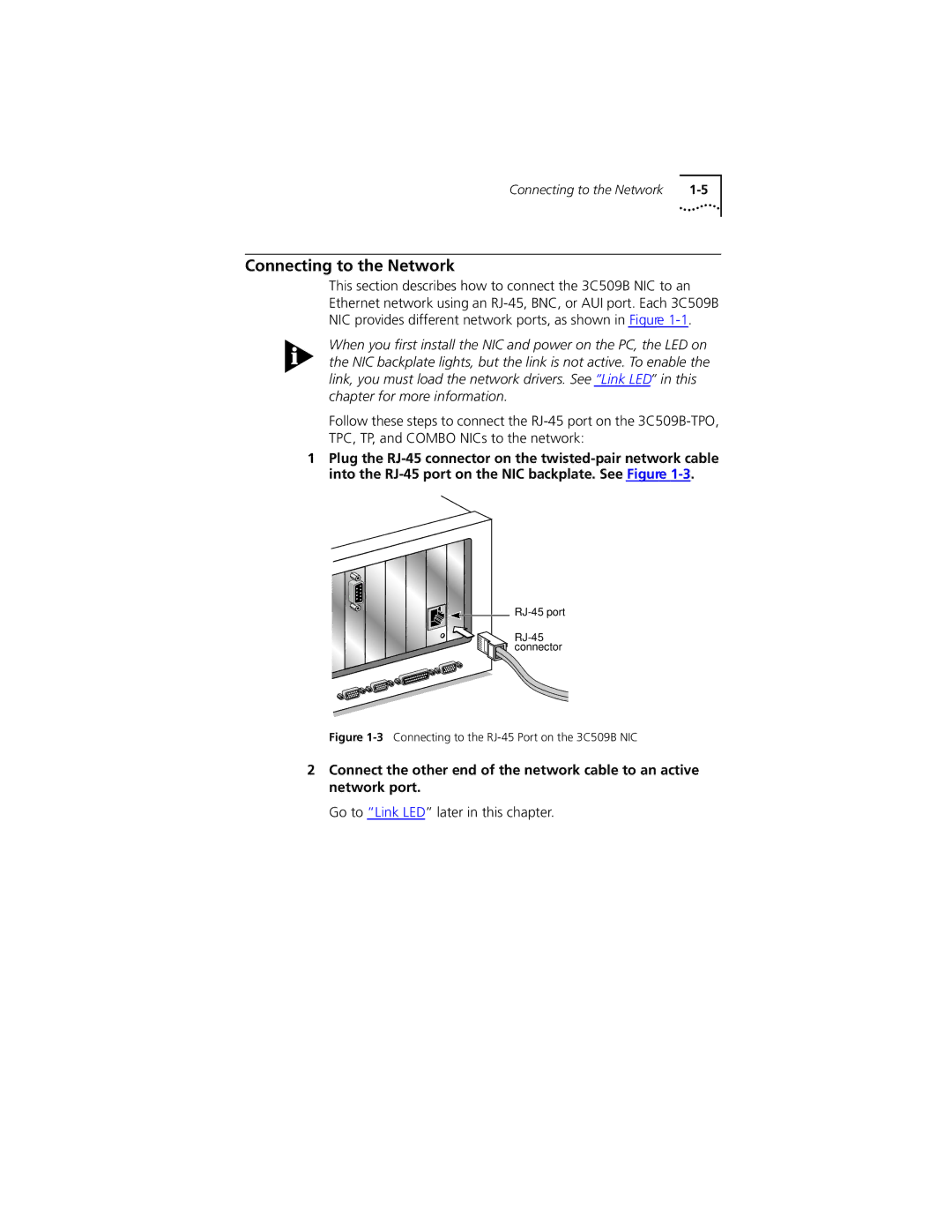 PictureTel III ISA manual Connecting to the Network, Go to Link LED later in this chapter 