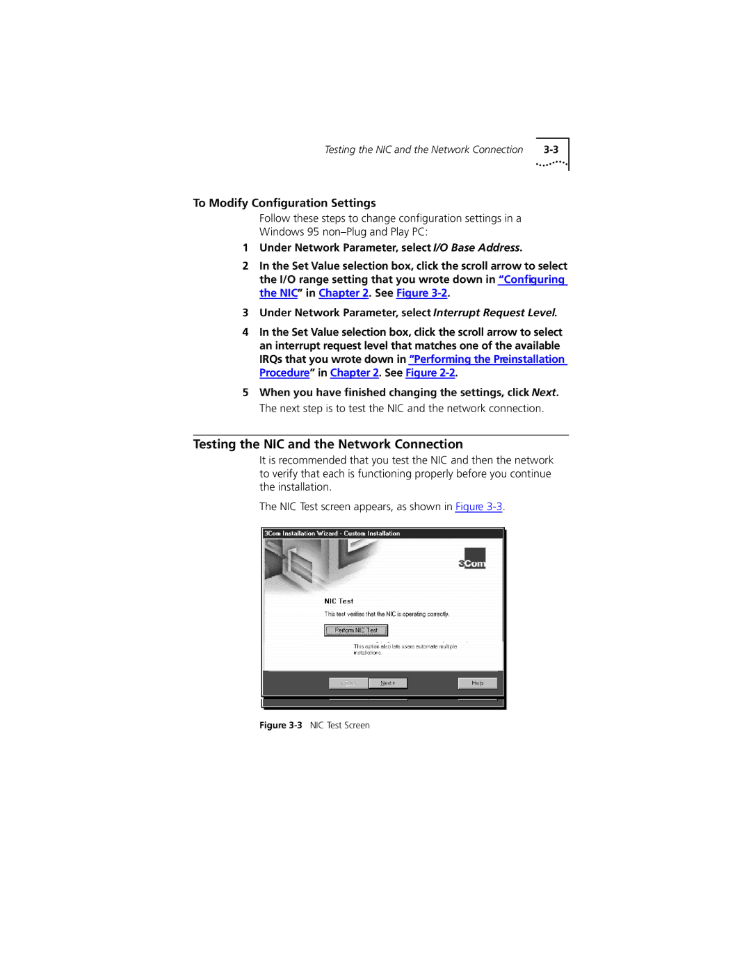 PictureTel III ISA manual Testing the NIC and the Network Connection, To Modify Conﬁguration Settings 