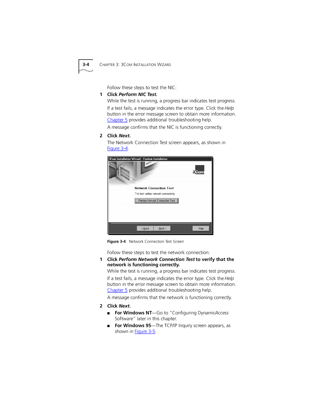 PictureTel III ISA manual Follow these steps to test the NIC, Message conﬁrms that the NIC is functioning correctly 