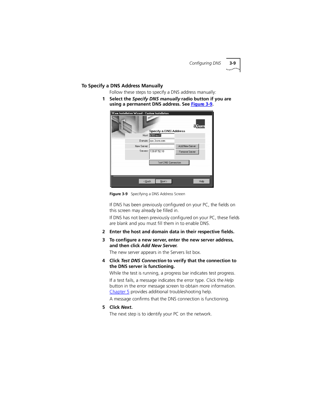 PictureTel III ISA To Specify a DNS Address Manually, Follow these steps to specify a DNS address manually 