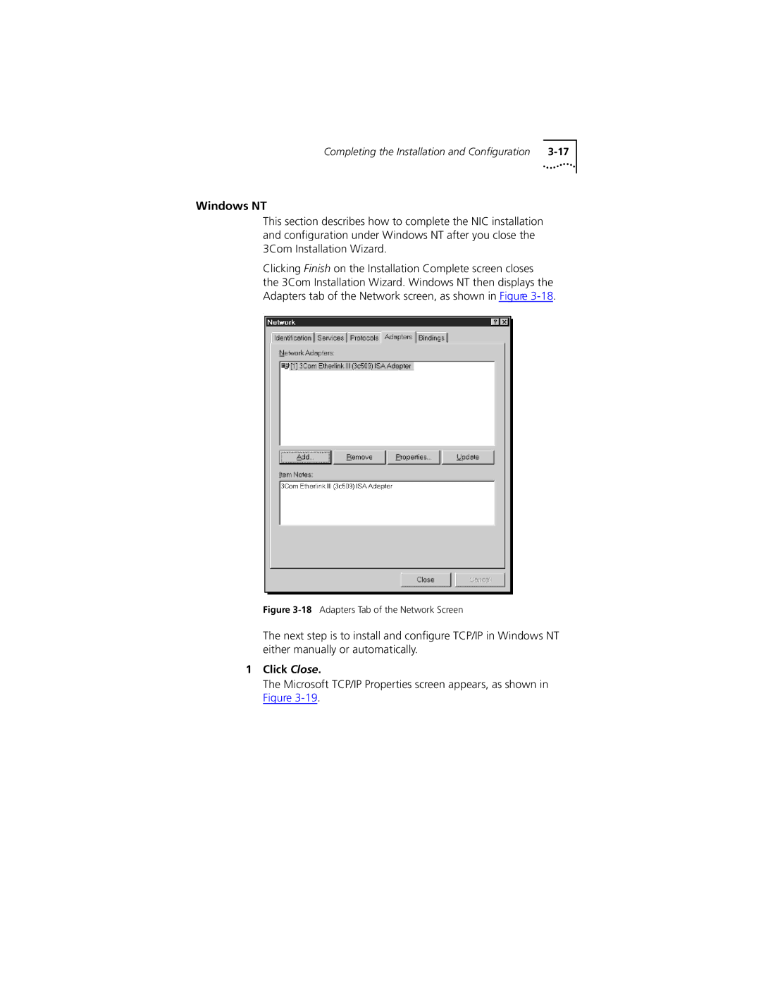 PictureTel III ISA manual Windows NT, Click Close 