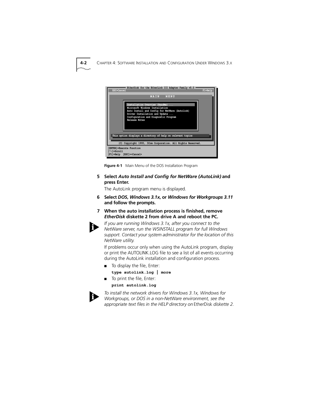 PictureTel III ISA manual AutoLink program menu is displayed, I N N U 