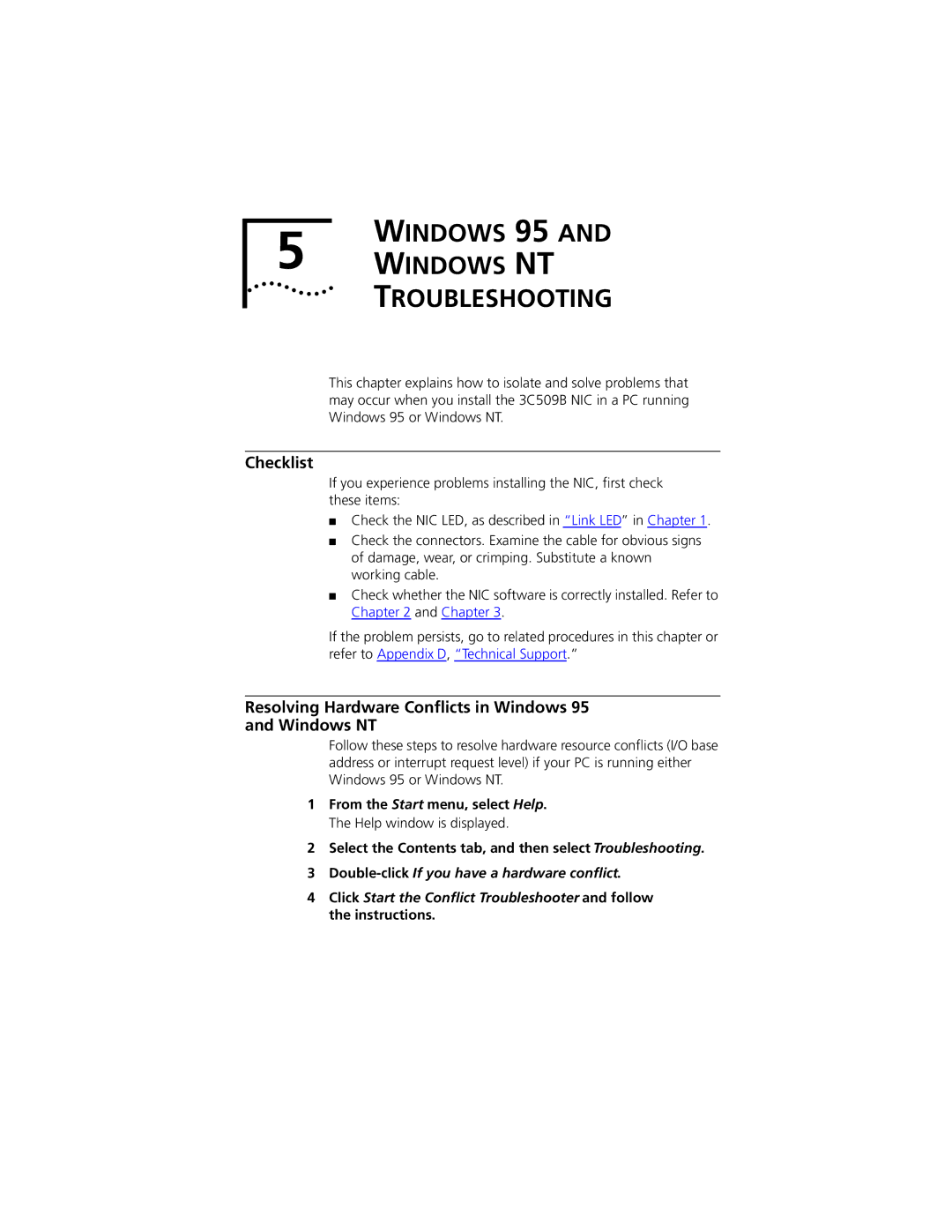 PictureTel III ISA manual Windows 95 Windows NT Troubleshooting, Checklist 