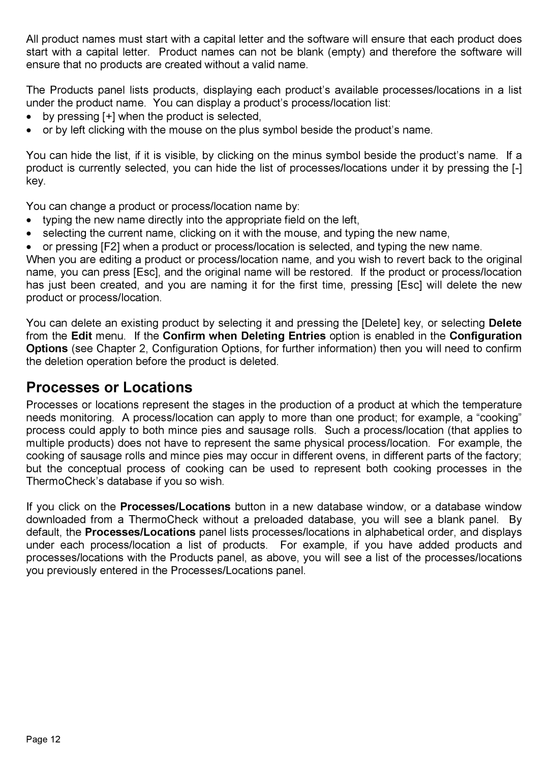 Piega 1.6 user manual Processes or Locations 