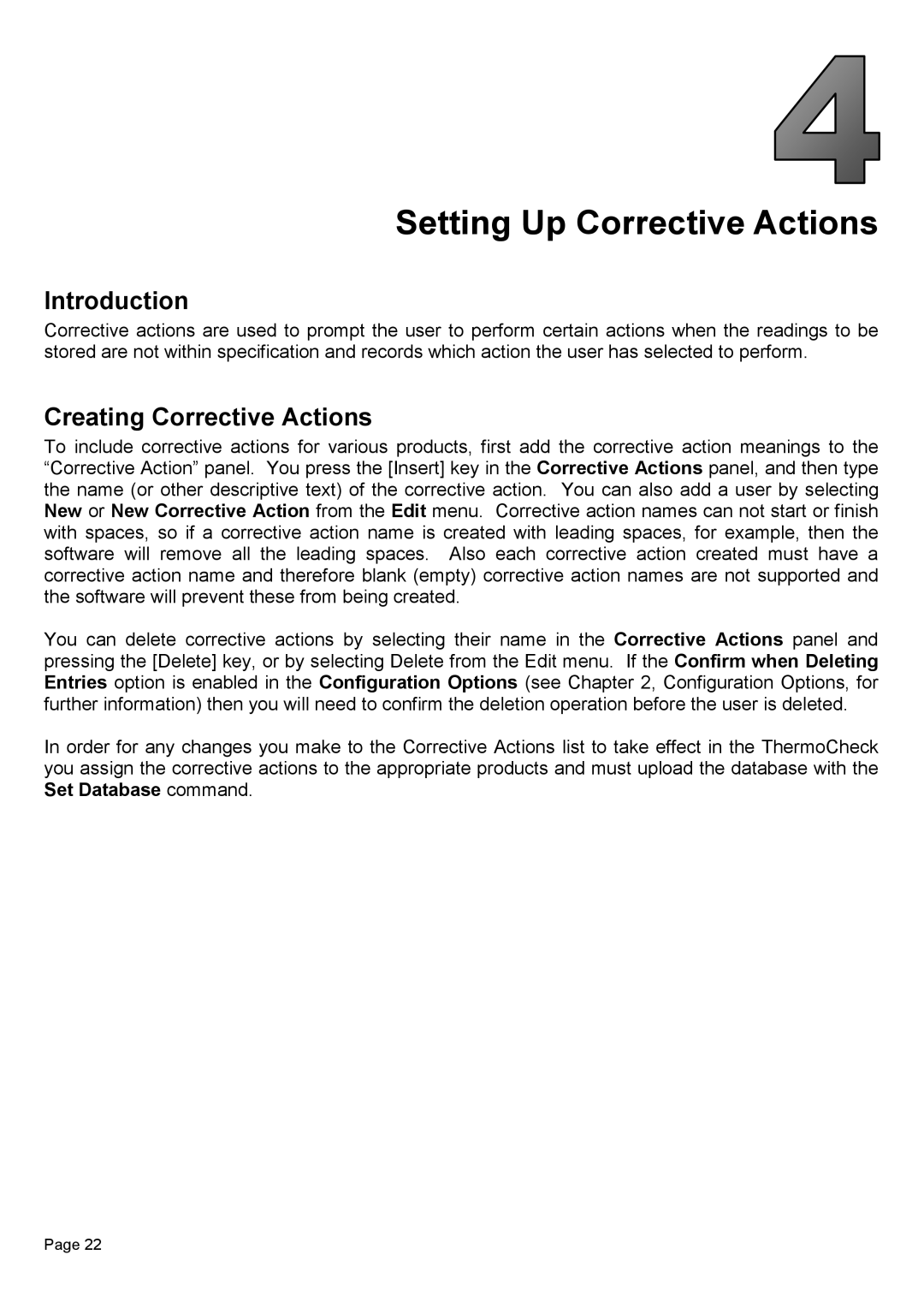 Piega 1.6 user manual Setting Up Corrective Actions, Introduction, Creating Corrective Actions 