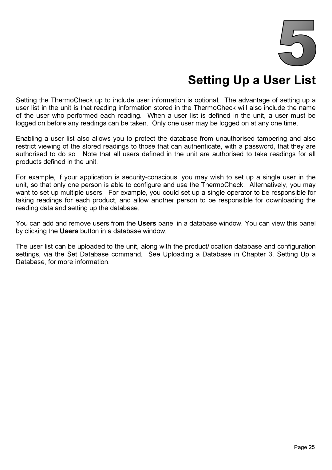 Piega 1.6 user manual Setting Up a User List 