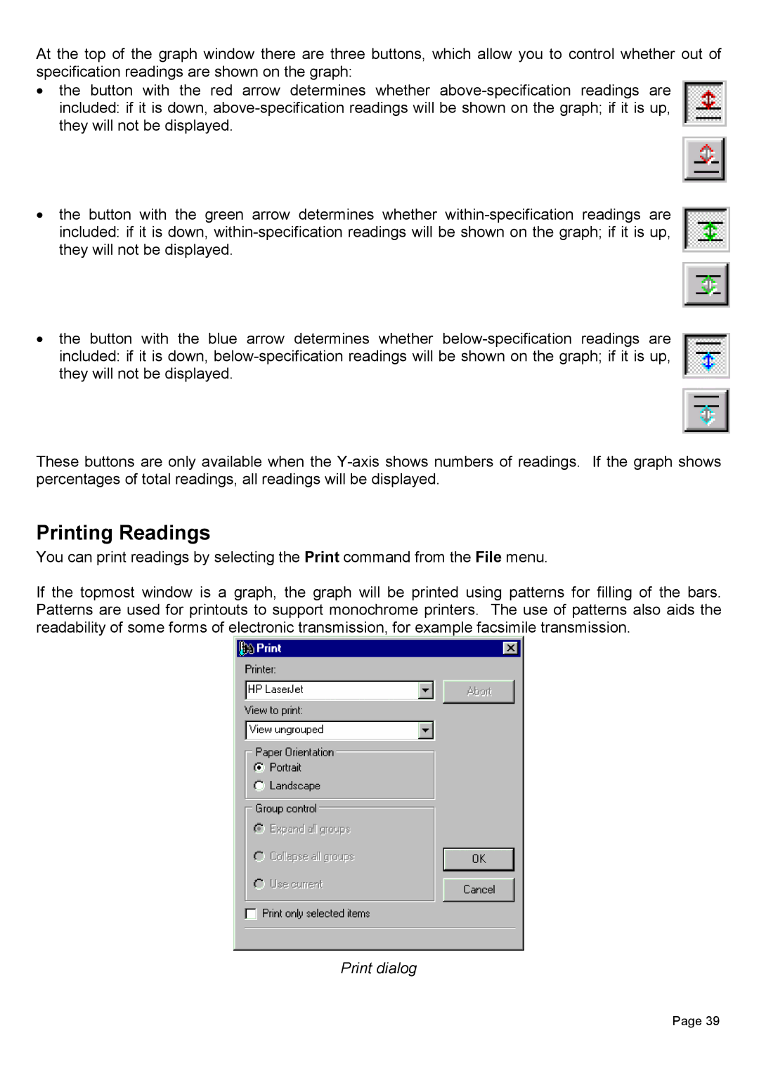 Piega 1.6 user manual Printing Readings, Print dialog 