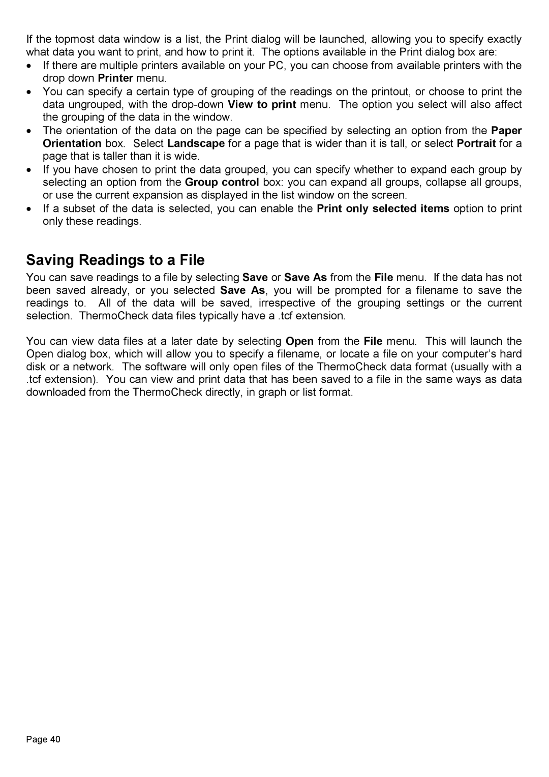 Piega 1.6 user manual Saving Readings to a File 