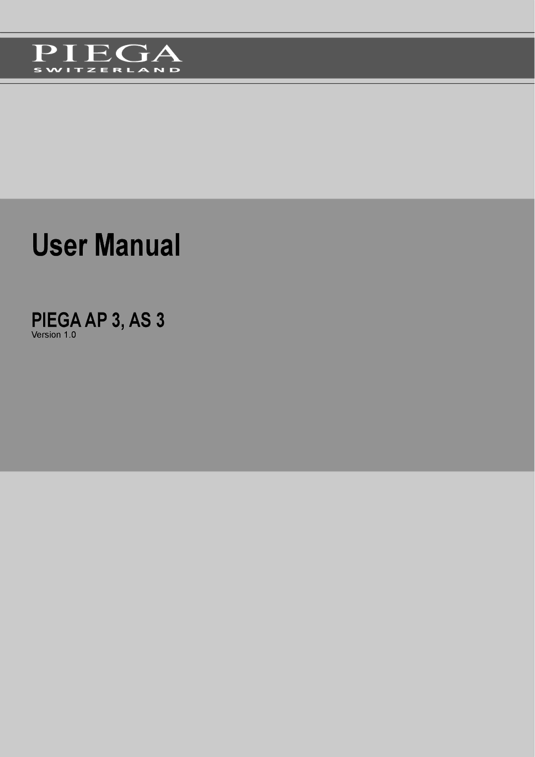 Piega user manual Piega AP 3, AS 