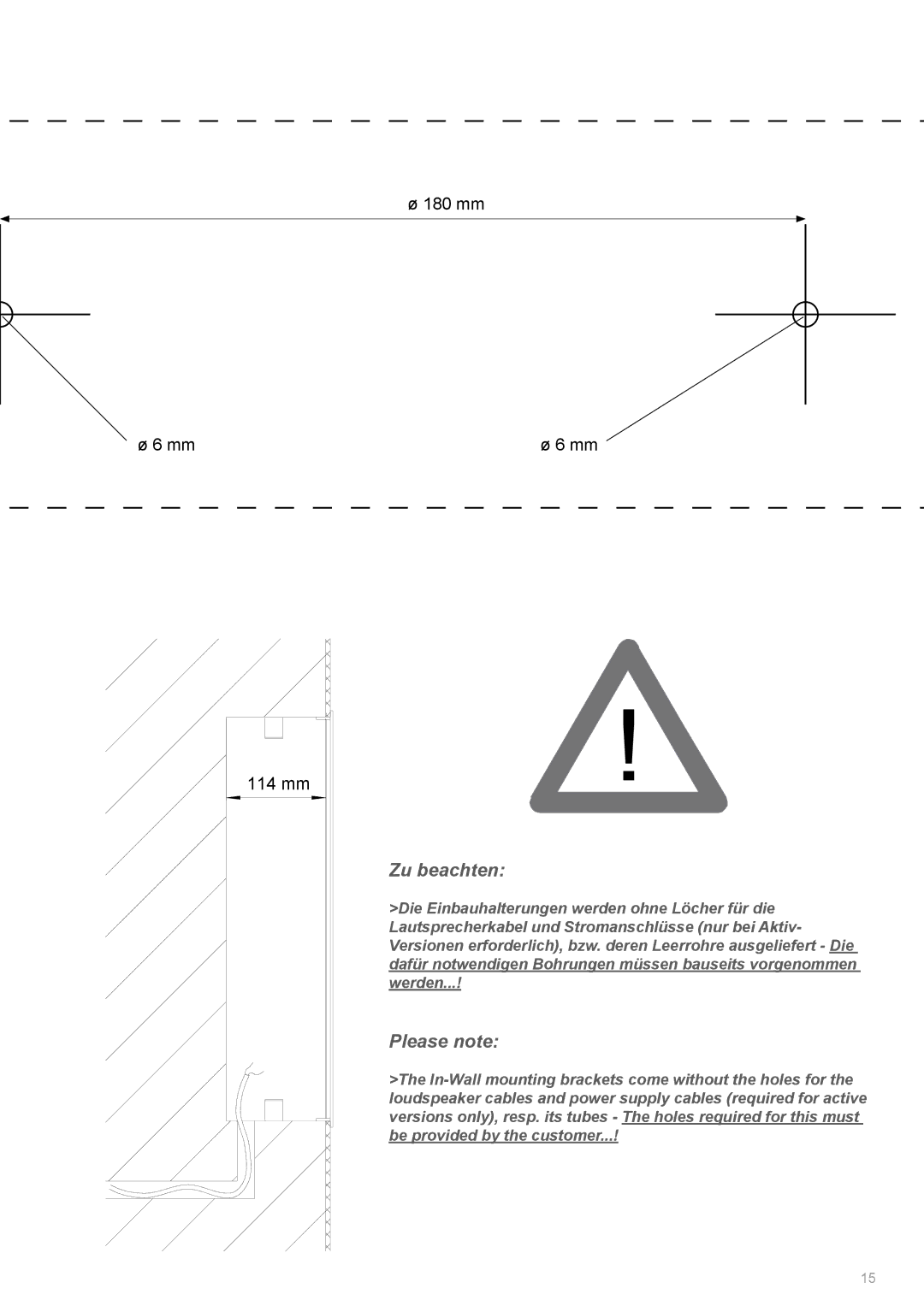 Piega AP 3 user manual Zu beachten, Please note 