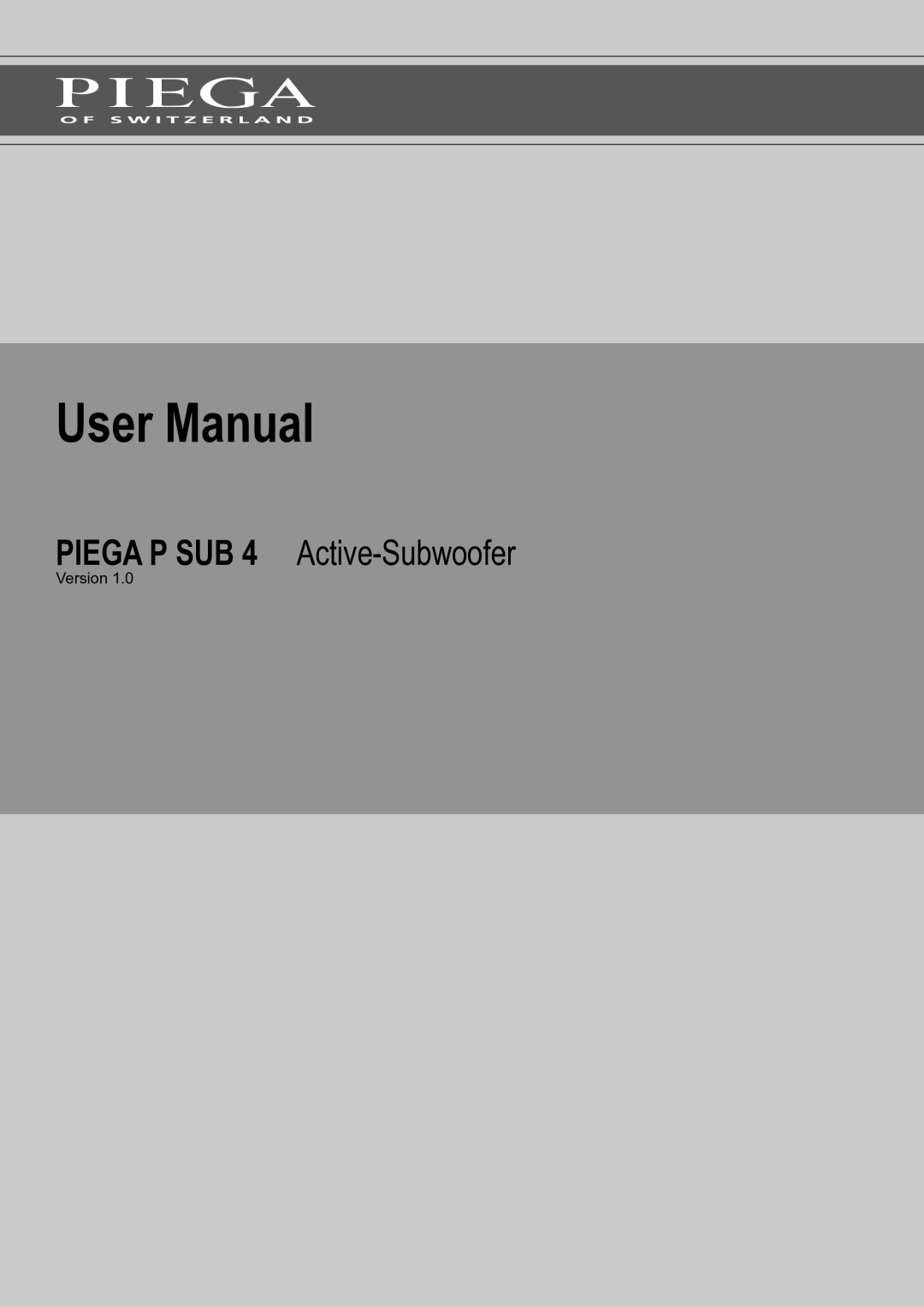 Piega P Sub 4 user manual Piega P SUB 4 Active-Subwoofer 