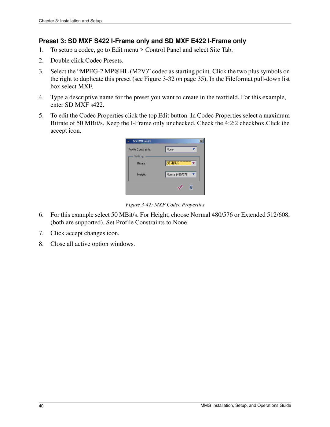 Pinnacle Design 37T100105 manual MXF Codec Properties 