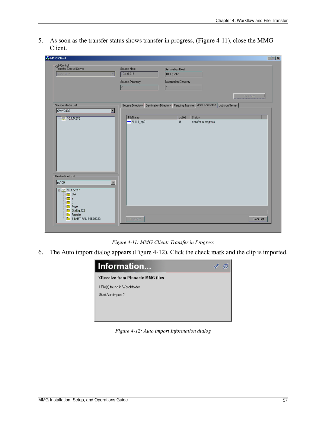 Pinnacle Design 37T100105 manual MMG Client Transfer in Progress 