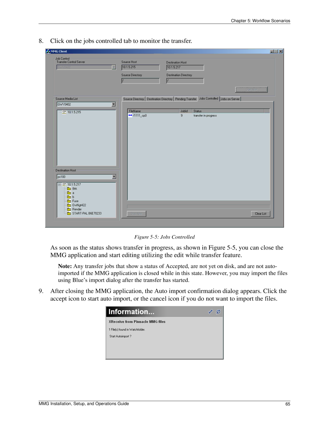 Pinnacle Design 37T100105 manual Click on the jobs controlled tab to monitor the transfer 